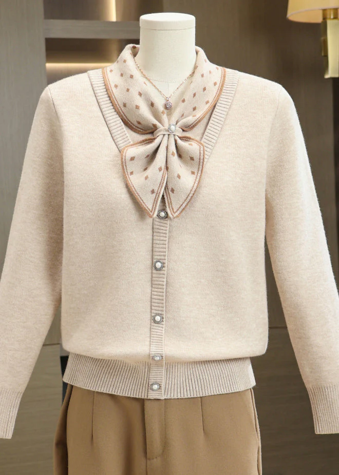 Classy Red Bow Patchwork Warm Fleece Knit Pullover Winter - Image 2