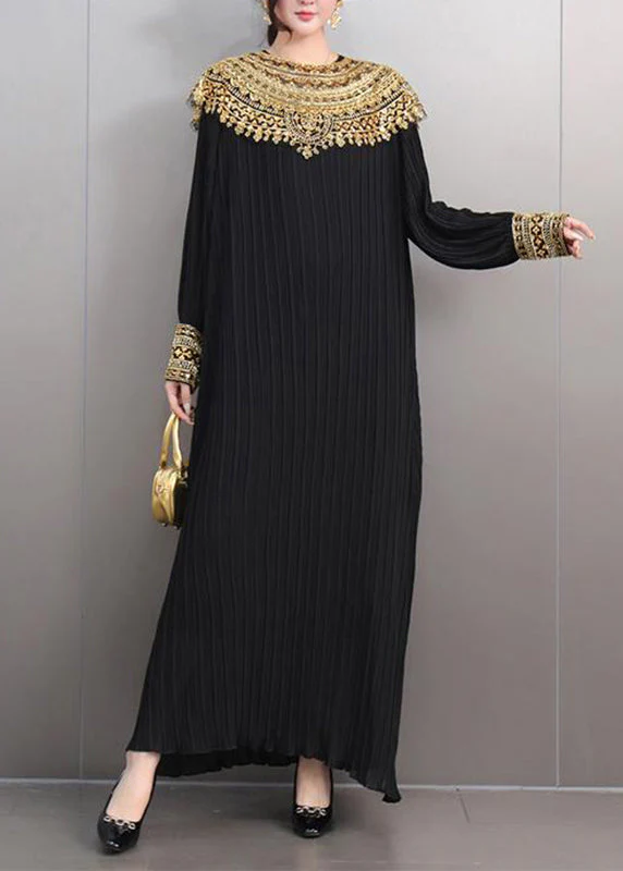 Classy Red O-Neck Sequins Sashes Holiday Maxi Dress Lantern Sleeve - Image 4