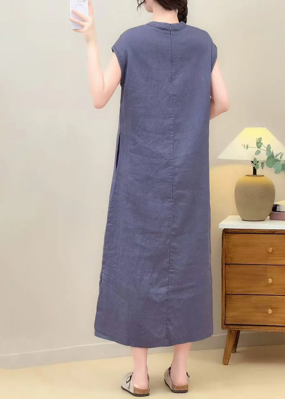 Classy Red Oversized Side Open Linen Robe Dresses Summer - Image 5