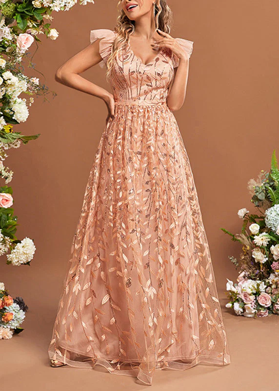 Classy Ruffled Patchwork High Waist Tulle Maxi Dresses Summer