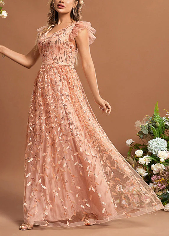 Classy Ruffled Patchwork High Waist Tulle Maxi Dresses Summer - Image 2