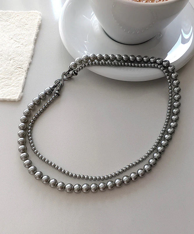 Classy White Alloy Pearl Beading Mltiple Ways To Wear Bead Necklace - Image 2