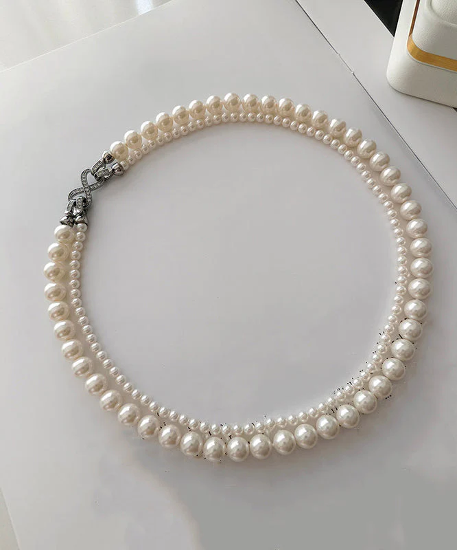 Classy White Alloy Pearl Beading Mltiple Ways To Wear Bead Necklace - Image 3