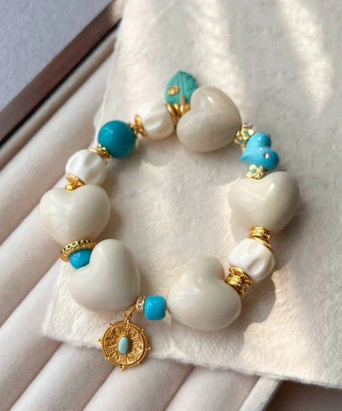 Classy White Copper Alloy Love Cloisonne Charm Bracelet - Image 4
