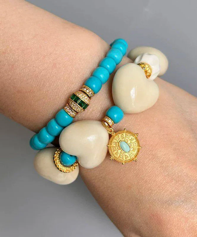 Classy White Copper Alloy Love Cloisonne Charm Bracelet - Image 5