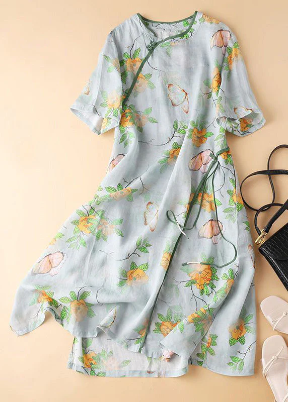 Classy Yellow Button Print Patchwork Cotton Dresses Summer - Image 2