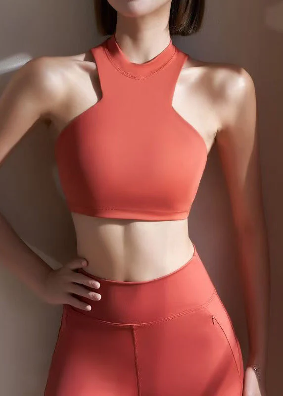 Club Orange Halter Summer Crop Top Workout - Image 4