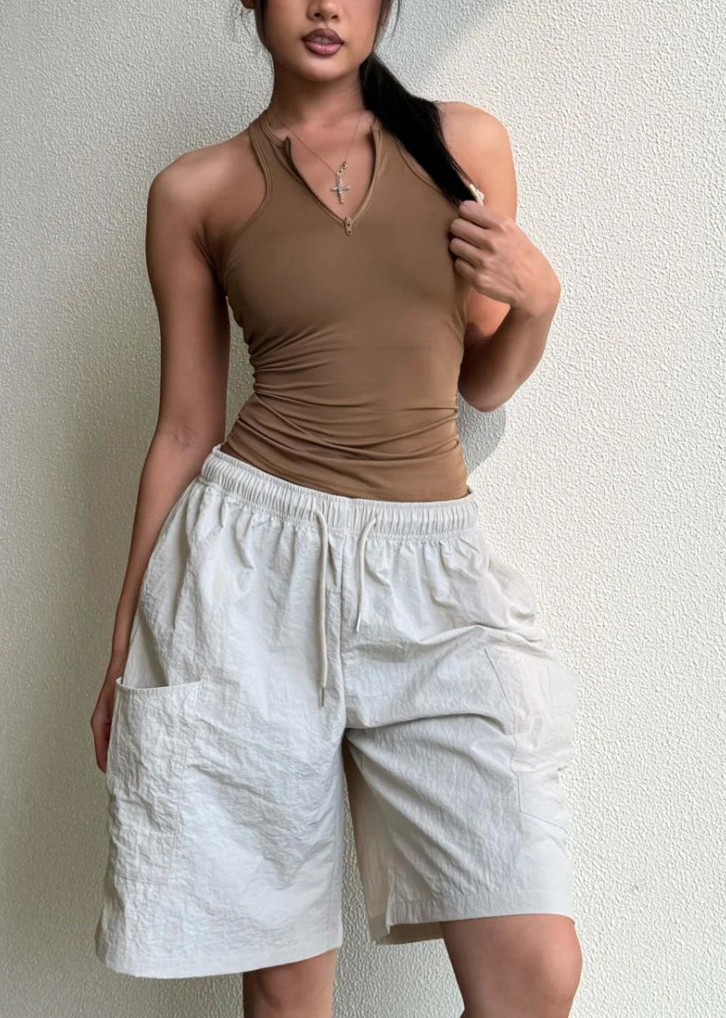Coffee Hanging Neck Backless Suspender Tight Yoga Top - Image 5
