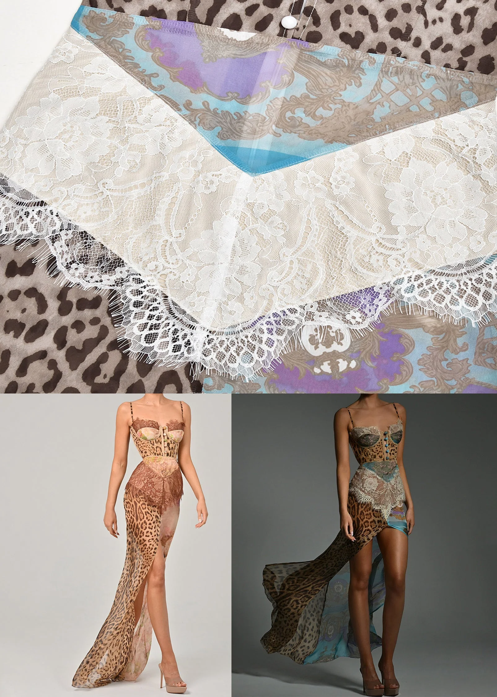 Coffee Side Open Lace Patchwork Chiffon Sleeveless Spaghetti Strap Dress - Image 5
