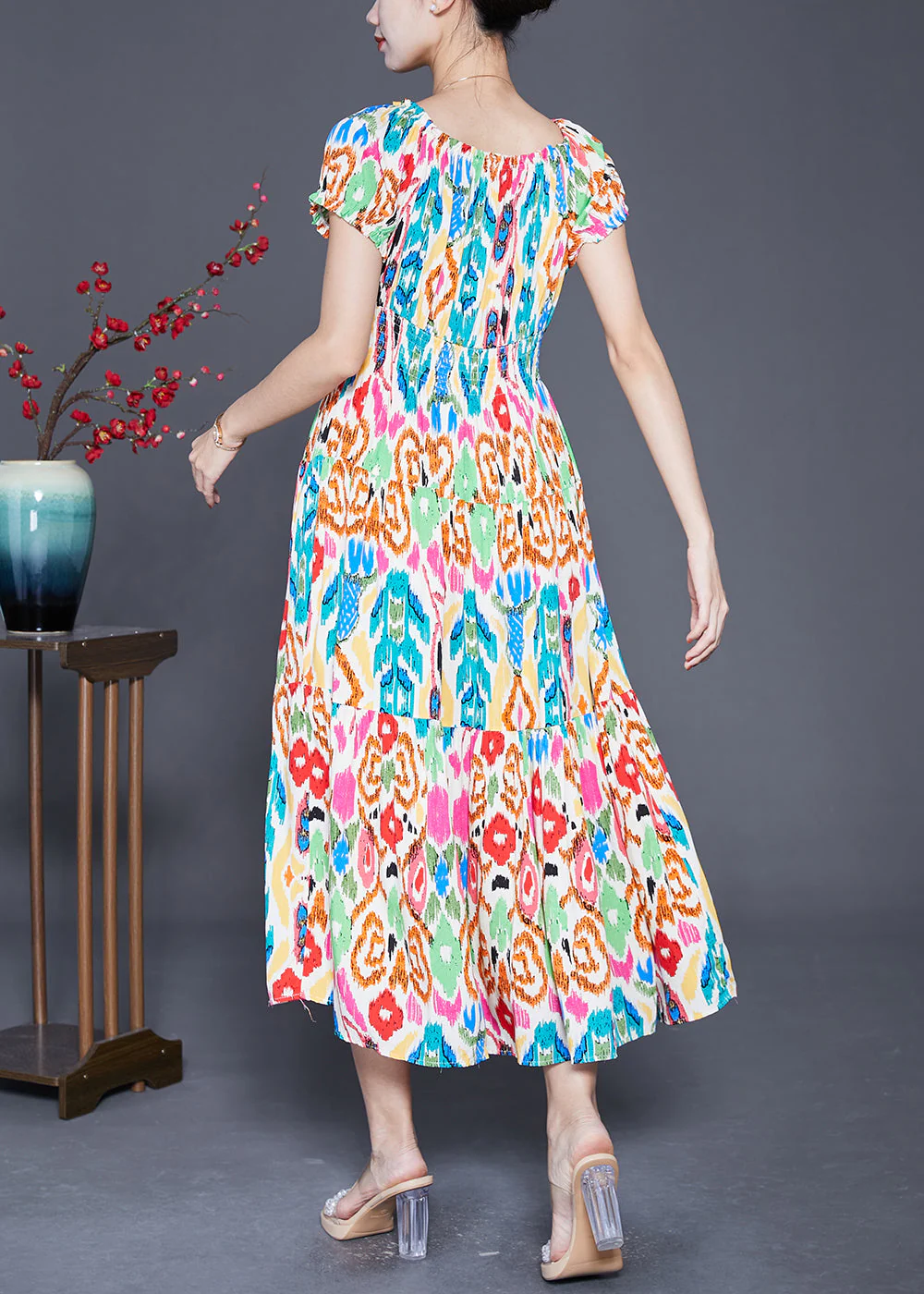Colorblock Slim Fit Cotton Long Dresses Exra Large Hem Summer - Image 4