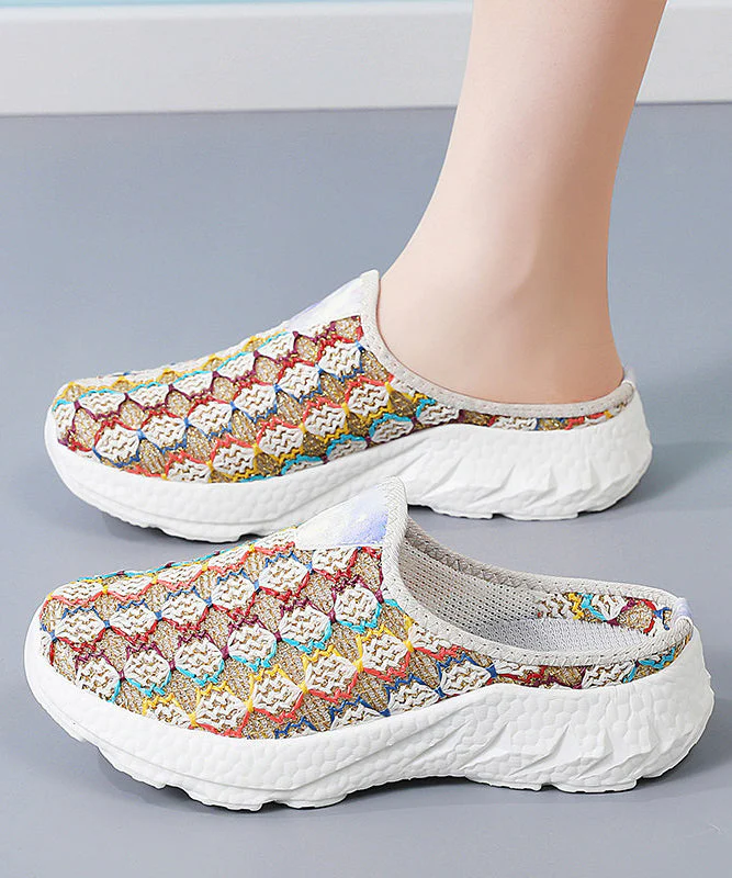 Colorful Platform Knit Fabric Comfortable Thong Sandals