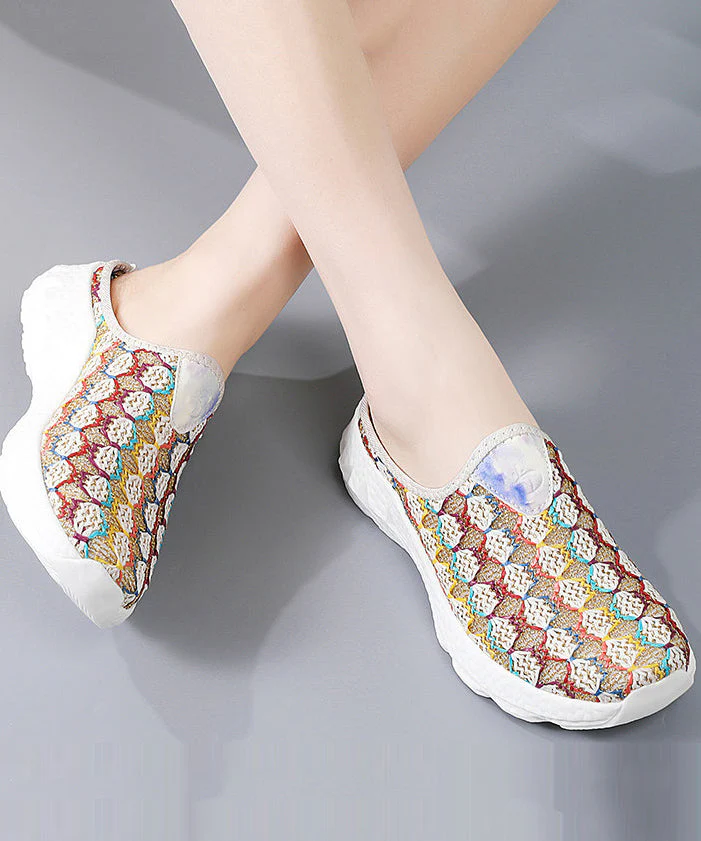 Colorful Platform Knit Fabric Comfortable Thong Sandals - Image 2