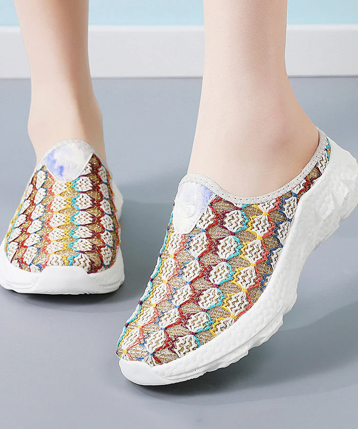 Colorful Platform Knit Fabric Comfortable Thong Sandals - Image 3