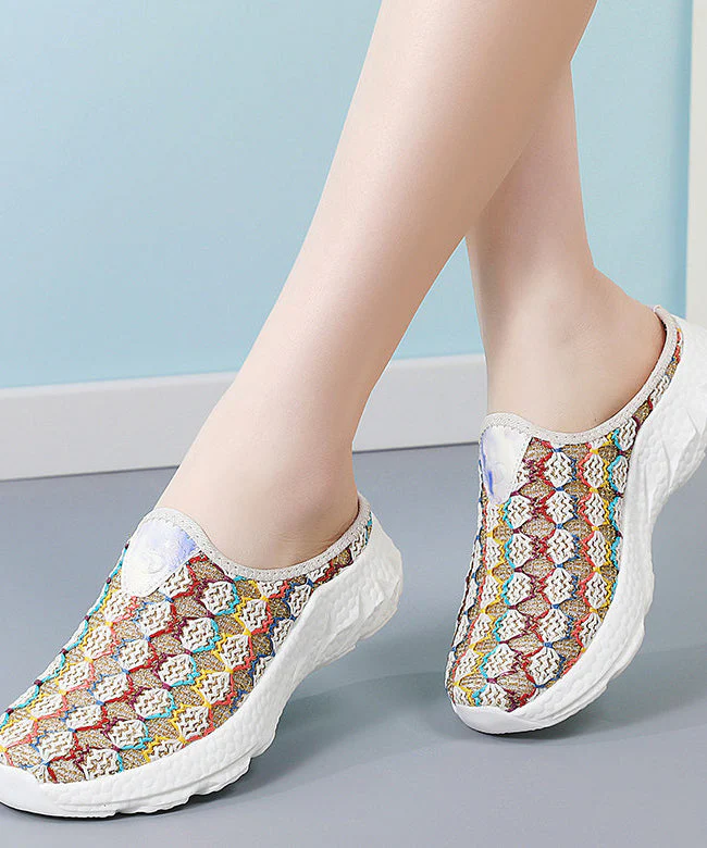 Colorful Platform Knit Fabric Comfortable Thong Sandals - Image 4