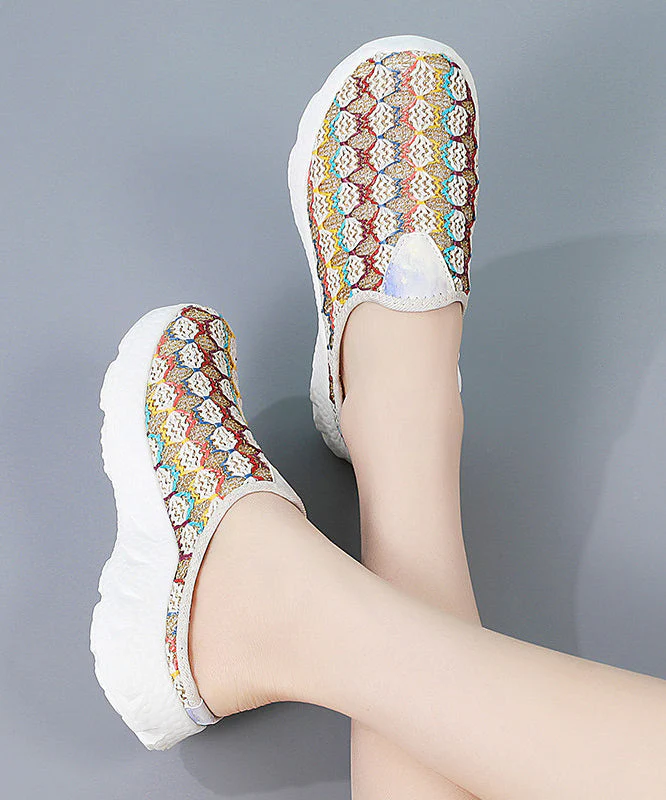 Colorful Platform Knit Fabric Comfortable Thong Sandals - Image 5