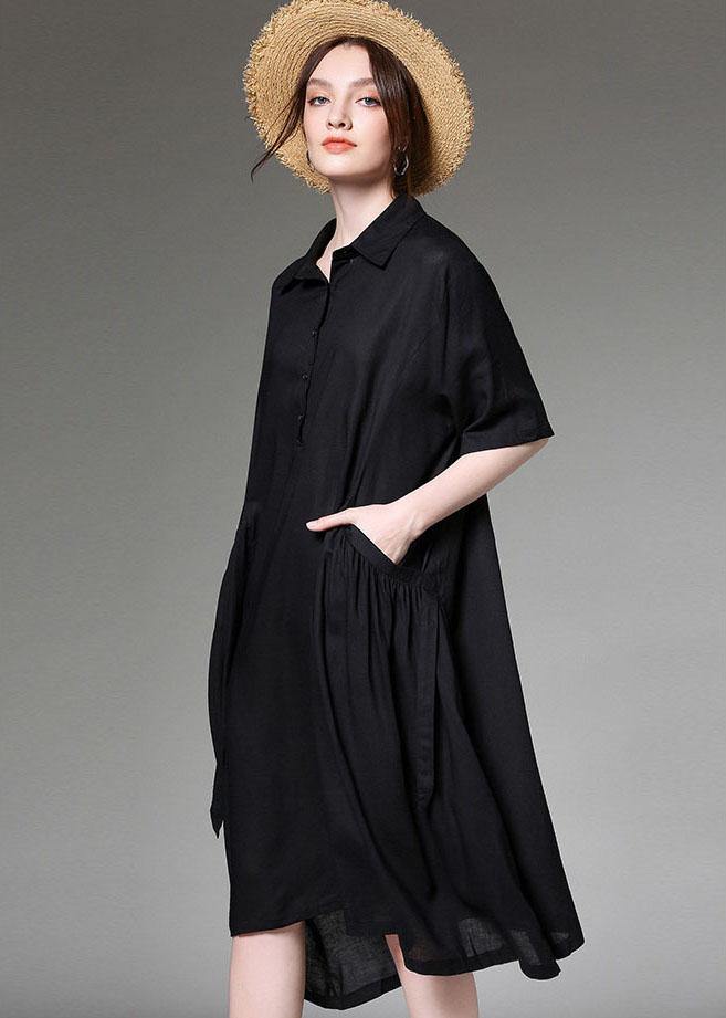 Comfy Black PeterPan Collar Button Spring Party Dress Half Sleeve - Image 3