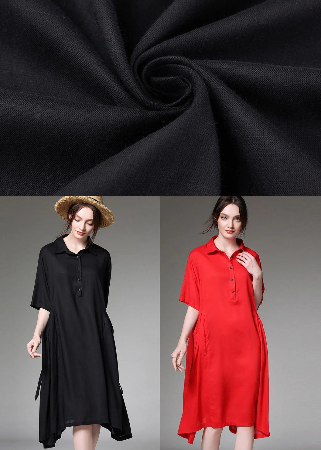 Comfy Black PeterPan Collar Button Spring Party Dress Half Sleeve - Image 5