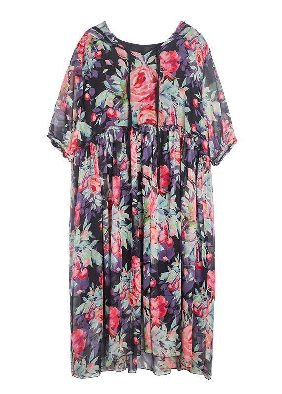 Comfy Green Loose Hooded Summer Chiffon Holiday Dress Half Sleeve - Image 5