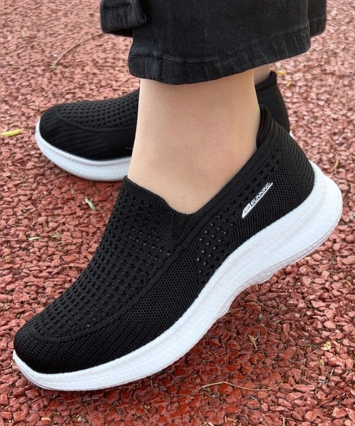 Comfy Hollow Out Flat Feet Shoes Purple Knit Fabric - Image 5