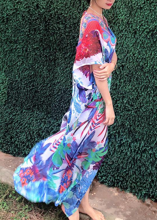 Comfy Print Backless Chiffon tie Beach Gown Summer Dress - Image 2