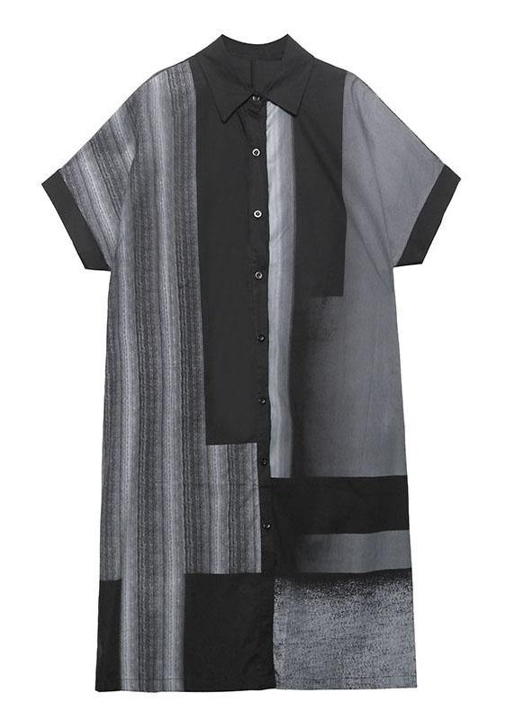 Comfy WhiteLoose Peter Pan Collar Summer Short Sleeve Cotton Mid Dress - Image 4