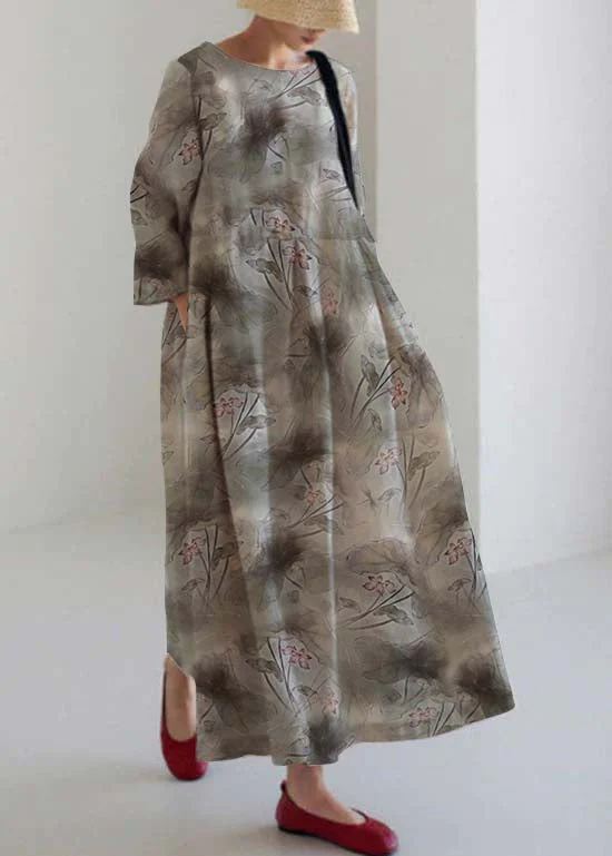 Apricot Dot Cotton Dresses Pockets Patchwork Spring - Image 6