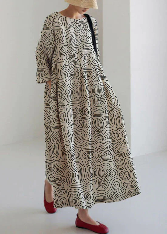 Apricot Dot Cotton Dresses Pockets Patchwork Spring - Image 7