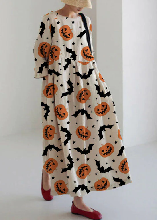 Apricot Dot Cotton Dresses Pockets Patchwork Spring - Image 8