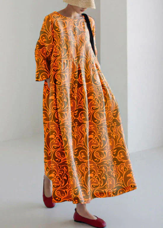 Apricot Dot Cotton Dresses Pockets Patchwork Spring - Image 9
