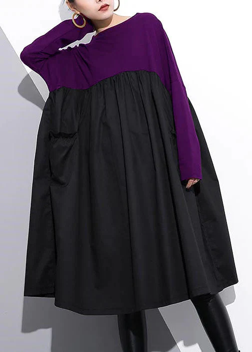 stylish  green cotton shift dress plus size cotton clothing dress Elegant high waist patchwork cotton dress - Image 3