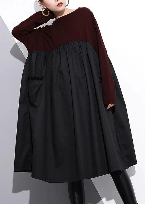 stylish  green cotton shift dress plus size cotton clothing dress Elegant high waist patchwork cotton dress - Image 4
