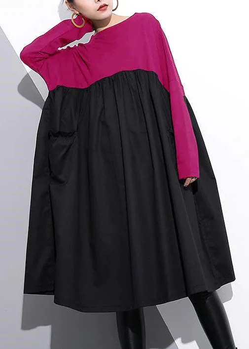 stylish  green cotton shift dress plus size cotton clothing dress Elegant high waist patchwork cotton dress - Image 6