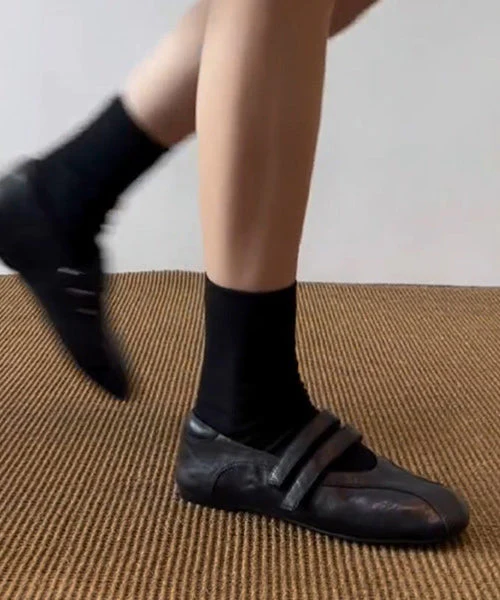 Cowhide Leather Flat Feet Shoes Buckle Strap Flats - Image 5