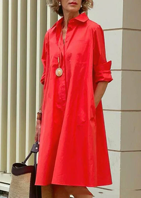 Cross Border White Peter Pan Collar Women's Simple Loose Long Shirt Dress - Image 2