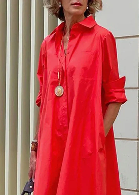 Cross Border White Peter Pan Collar Women's Simple Loose Long Shirt Dress - Image 5