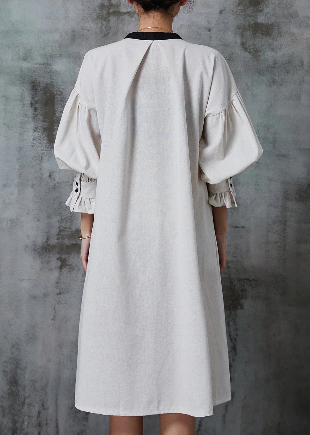Cute Apricot Silm Fit Cotton Shirt Dress Spring - Image 4