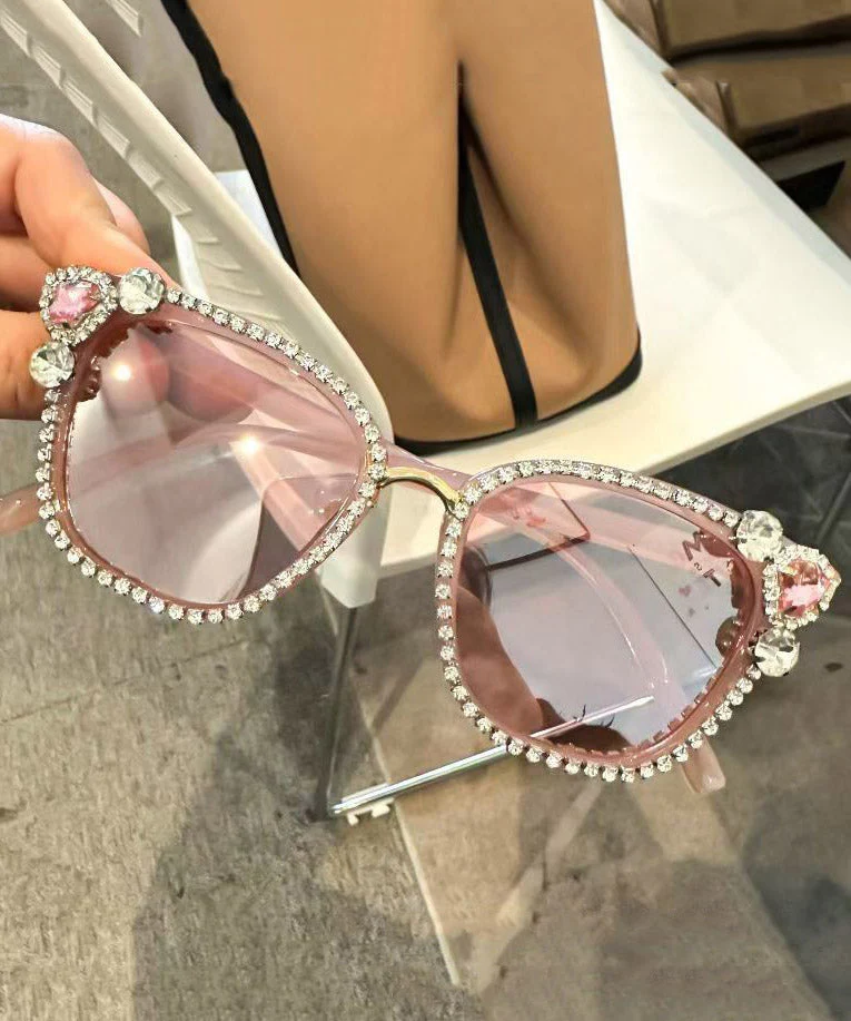 Cute Black Resin Zircon Cat's Eye Sunglasses - Image 2
