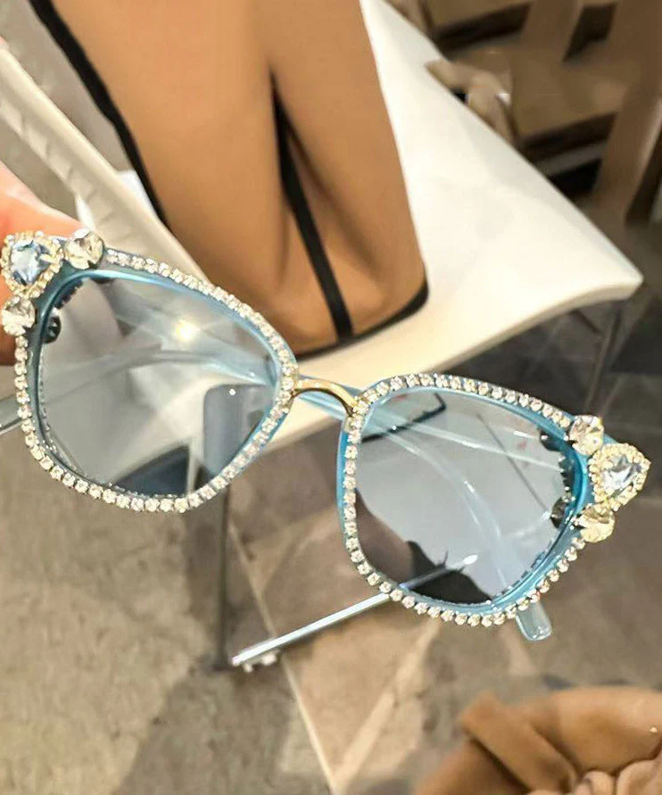 Cute Black Resin Zircon Cat's Eye Sunglasses - Image 3