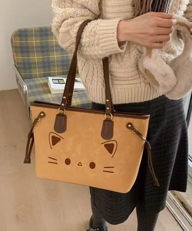 Cute Cate Large Capacity Rivet Faux Leather Satchel Handbag - Image 4