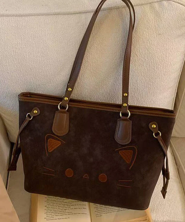 Cute Cate Large Capacity Rivet Faux Leather Satchel Handbag - Image 5