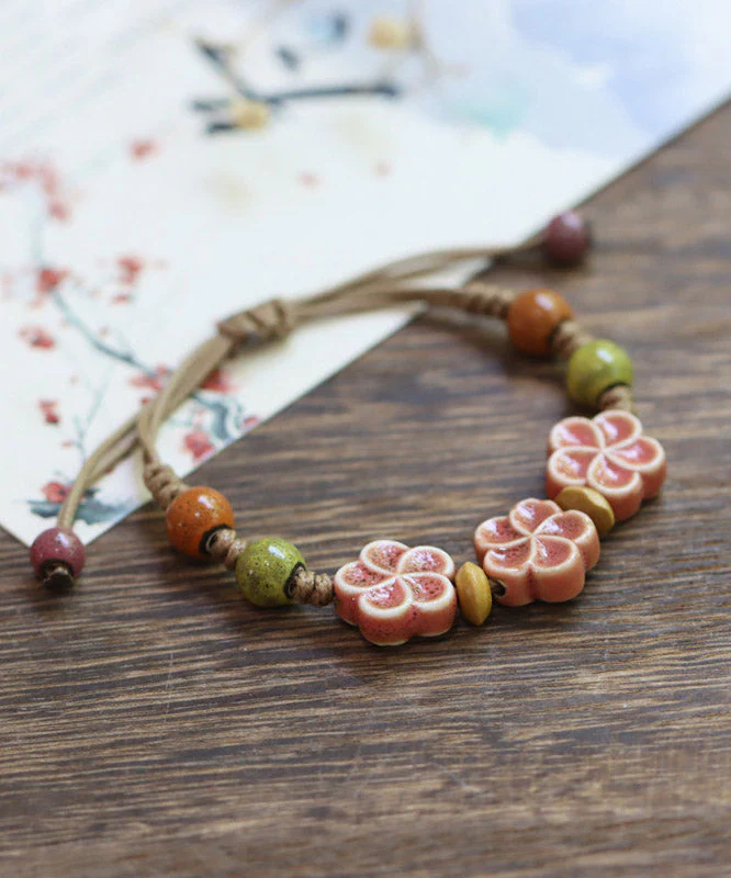 Cute Picture 1 Weave Ceramic Plum Blossom Adjustable Charm Bracelet - Image 4