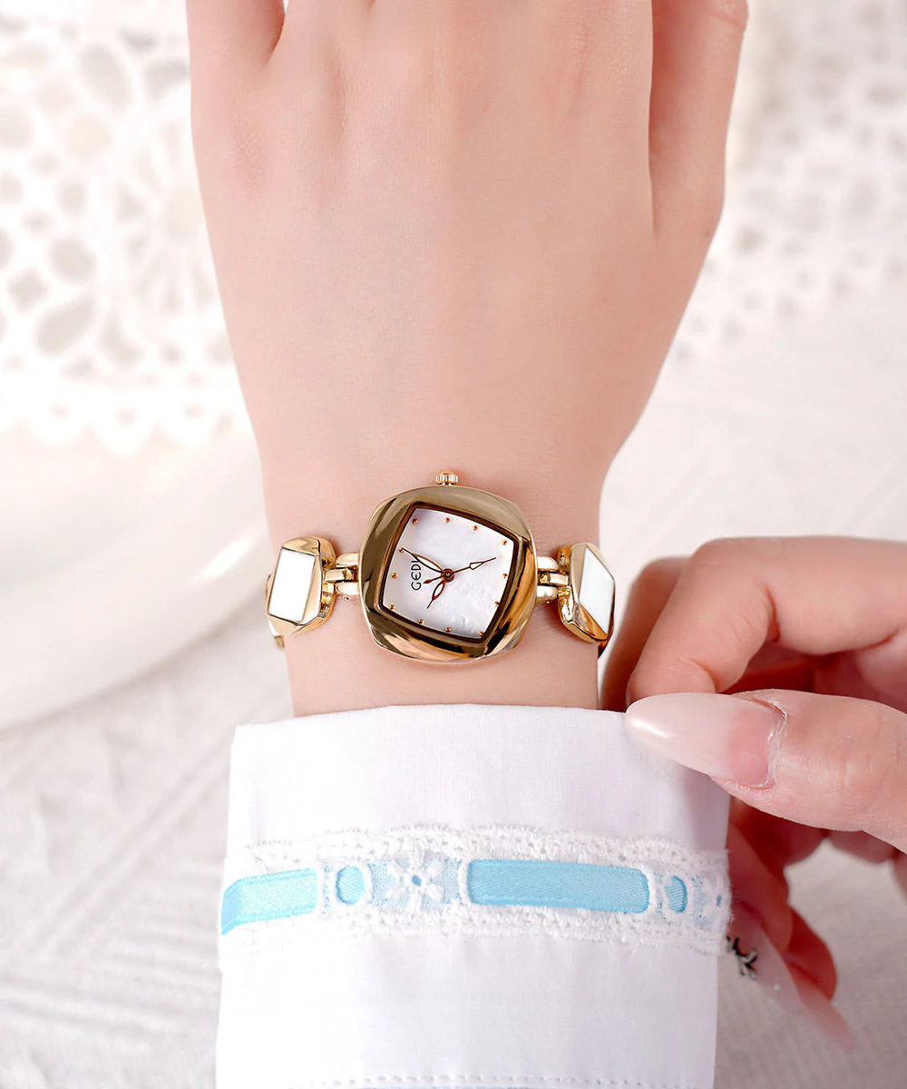 Cute Pink Alloy Asymmetrical Diamond Fritillary Bulb Waterproof Watches - Image 2