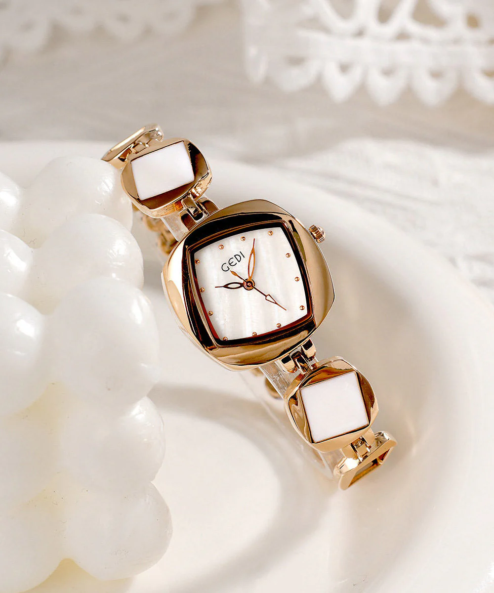 Cute Pink Alloy Asymmetrical Diamond Fritillary Bulb Waterproof Watches - Image 4