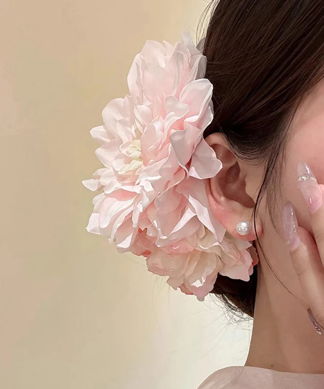 Cute Pink Alloy Peony Holiday Hairpin - Image 2