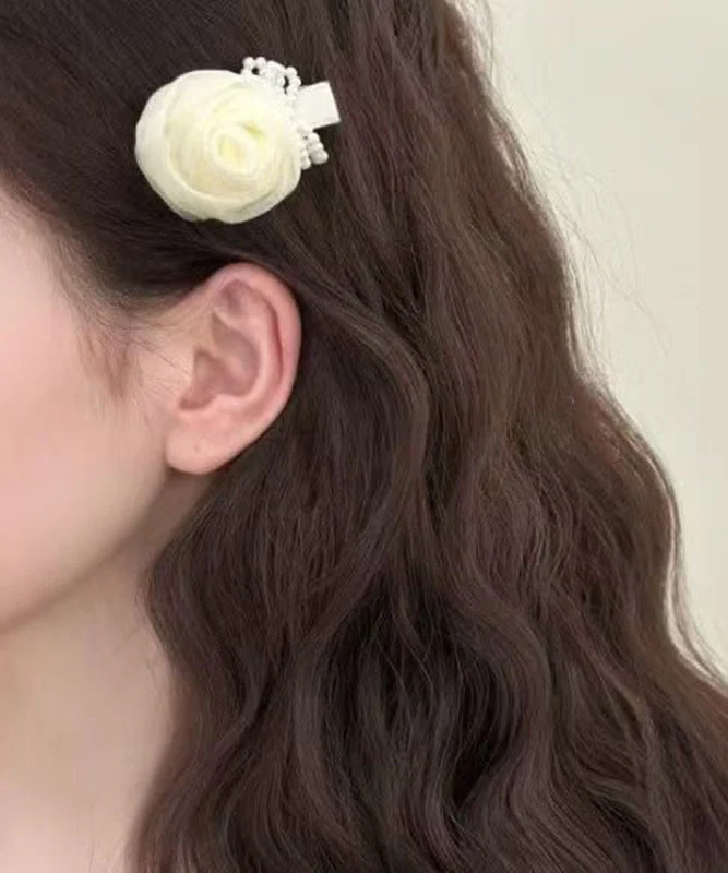 Cute Pink Alloy Tulle Rose A Pair Hairpin - Image 4