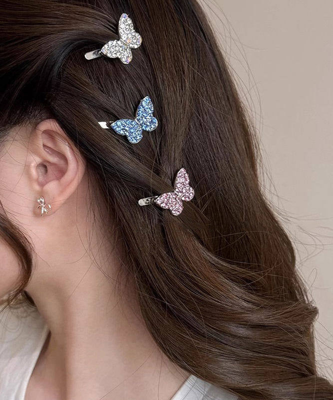 Cute Pink Alloy Zircon Butterfly Hairpin - Image 2