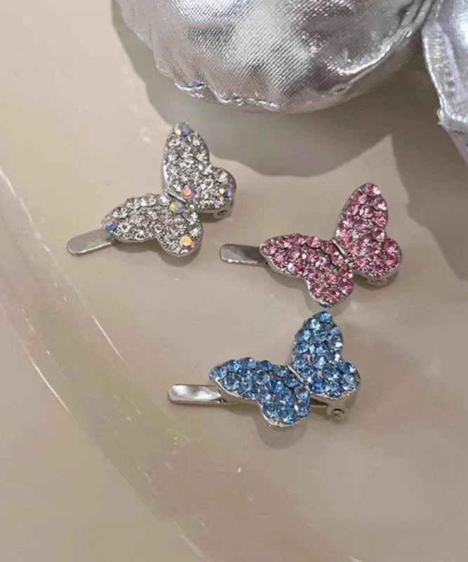 Cute Pink Alloy Zircon Butterfly Hairpin - Image 4
