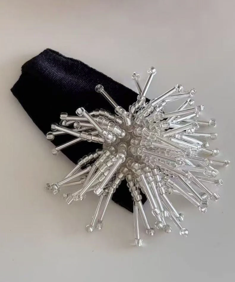 Cute Pink Cloth Alloy Beading Fireworks Single Hairpin - Image 2