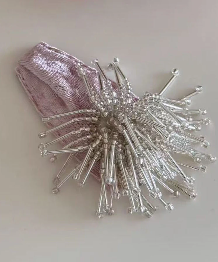 Cute Pink Cloth Alloy Beading Fireworks Single Hairpin - Image 4