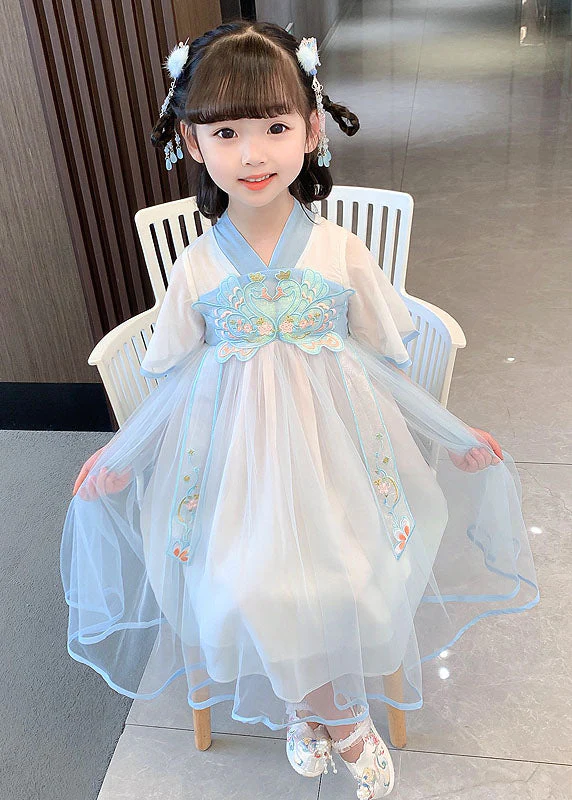 Cute Pink Embroideried Wrinkled Patchwork Tulle Baby Girls Dress Summer - Image 2